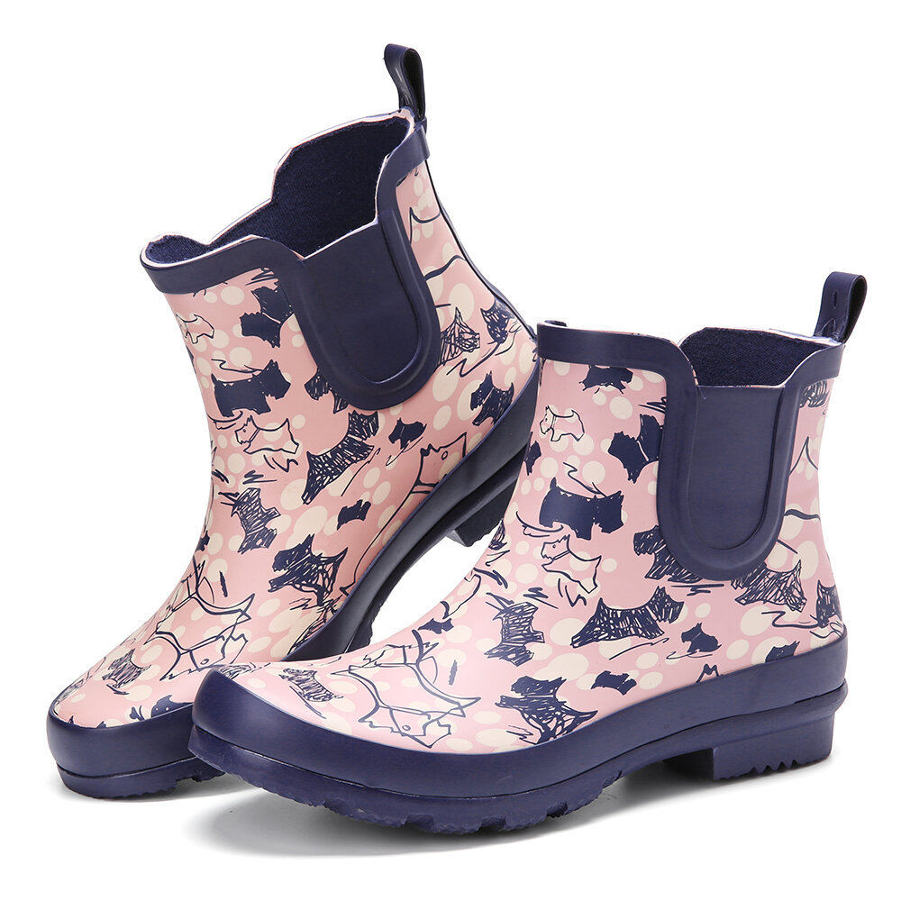 
	SOCOFY Natural Rubber Anti-slip Waterproof Chelsea Ankle Booties Rain Boots