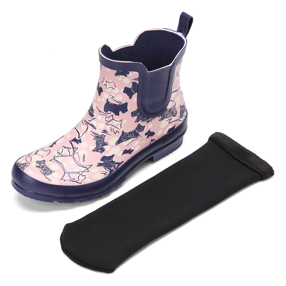 
	SOCOFY Natural Rubber Anti-slip Waterproof Chelsea Ankle Booties Rain Boots