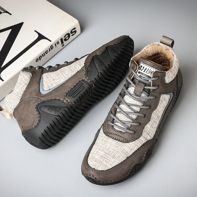 
	Men Microfiber Leather Splicing Non Slip Casual Ankle Boots