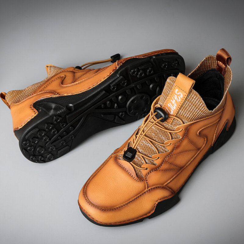 
	Men Soft Waterproof Stitching Non-slip Elastic Lace Casual Ankle Boots