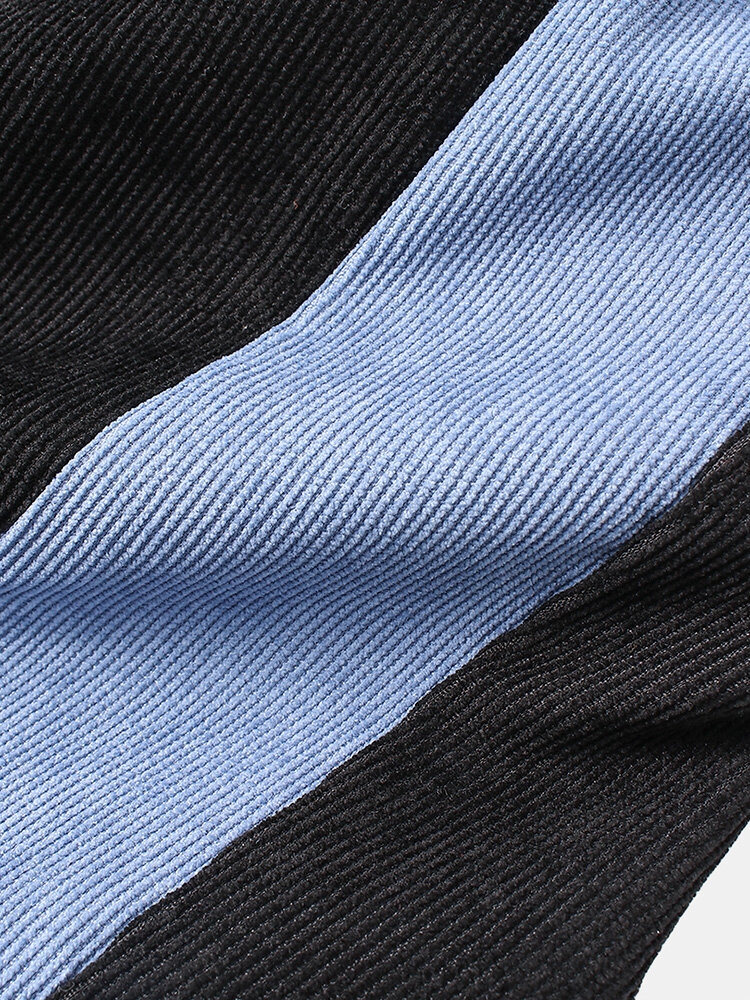 
	Mens Corduroy Contrast Side Stripe Casual Drawstring Elastic Ankle Pants