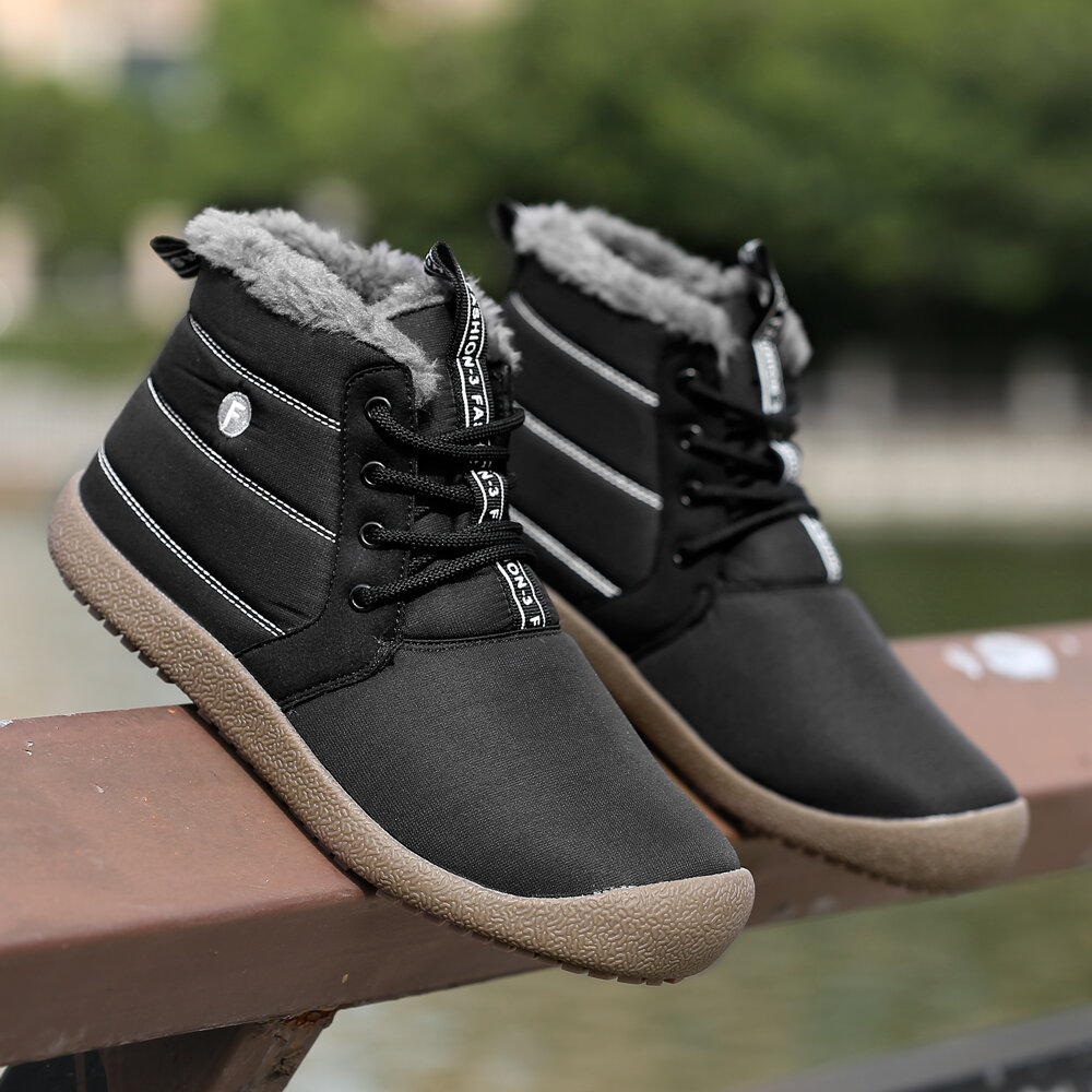 
	Men Waterproof Non Slip Warm Plush Lining Lace Up Snow Boots