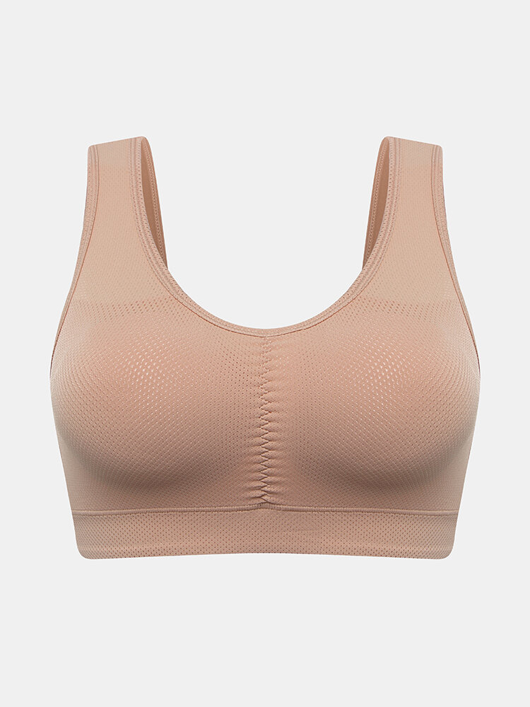 
	Women Solid Seamless Gather Wireless Breathable Sleep Bra With Removable Chest Pad