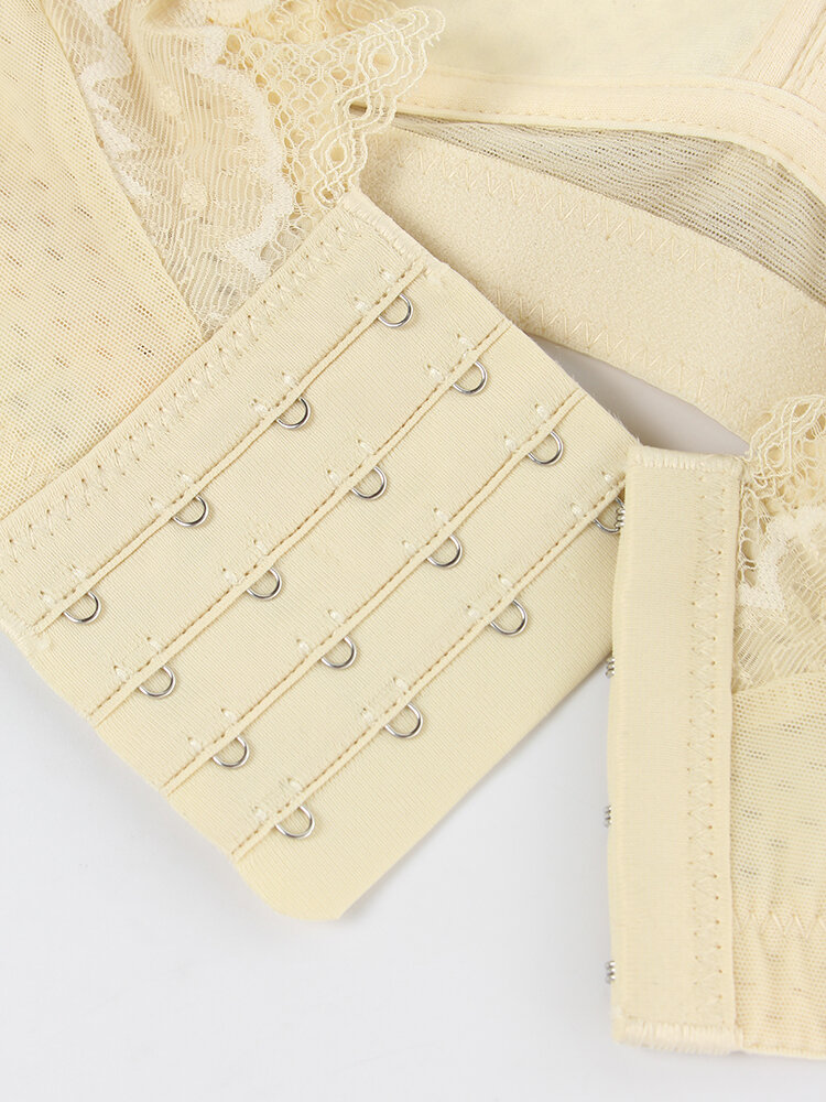 
	Women Beauty Back Lace Trims Wireless Full Cup Thin Wide Strap Bra