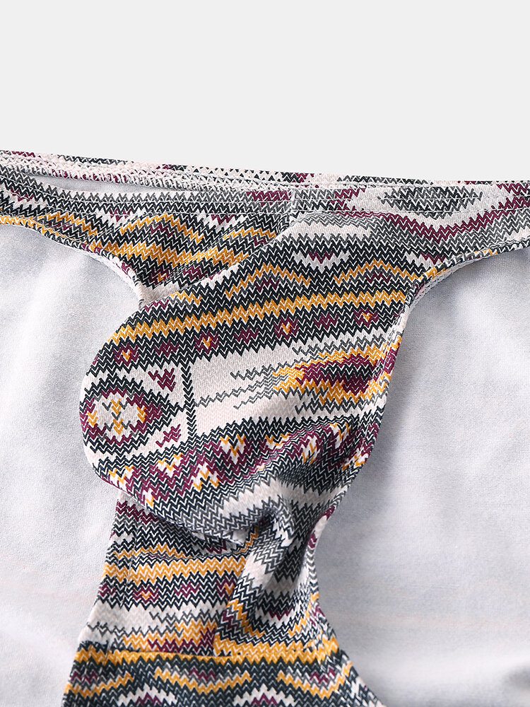 
	Ethnic Print Pouch Briefs Low Rise Sexy Briefs for Men