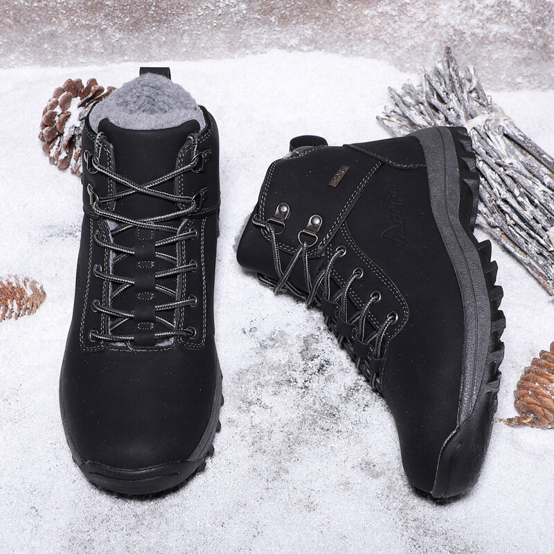 
	Men Warm Lining Non Slip Outdoor Waterproof Microfiber Leather Boots