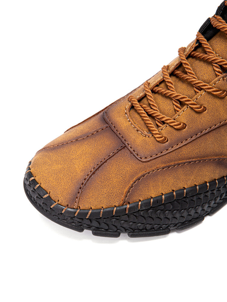 
	Men Hand Stitching Cow Leather Non Slip Casual Ankle Boots