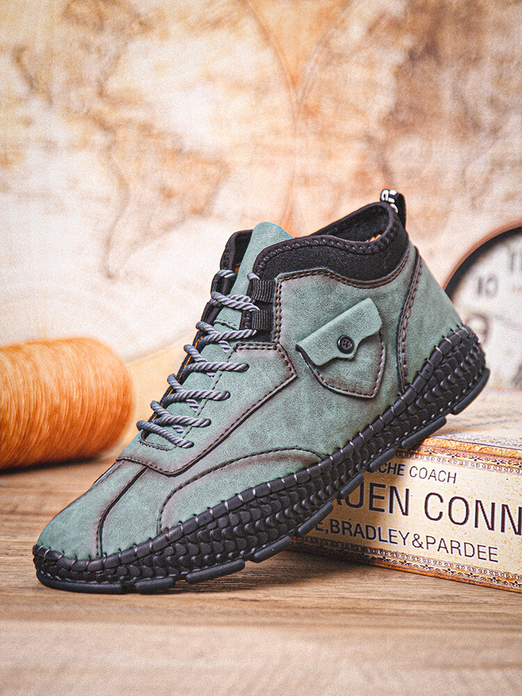 
	Men Hand Stitching Cow Leather Non Slip Casual Ankle Boots