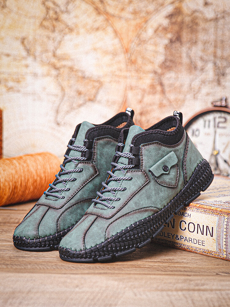 
	Men Hand Stitching Cow Leather Non Slip Casual Ankle Boots