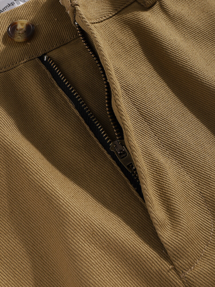 
	Mens 100% Cotton Solid Zipper Fly Casual Elastic Cuff Cargo Pants