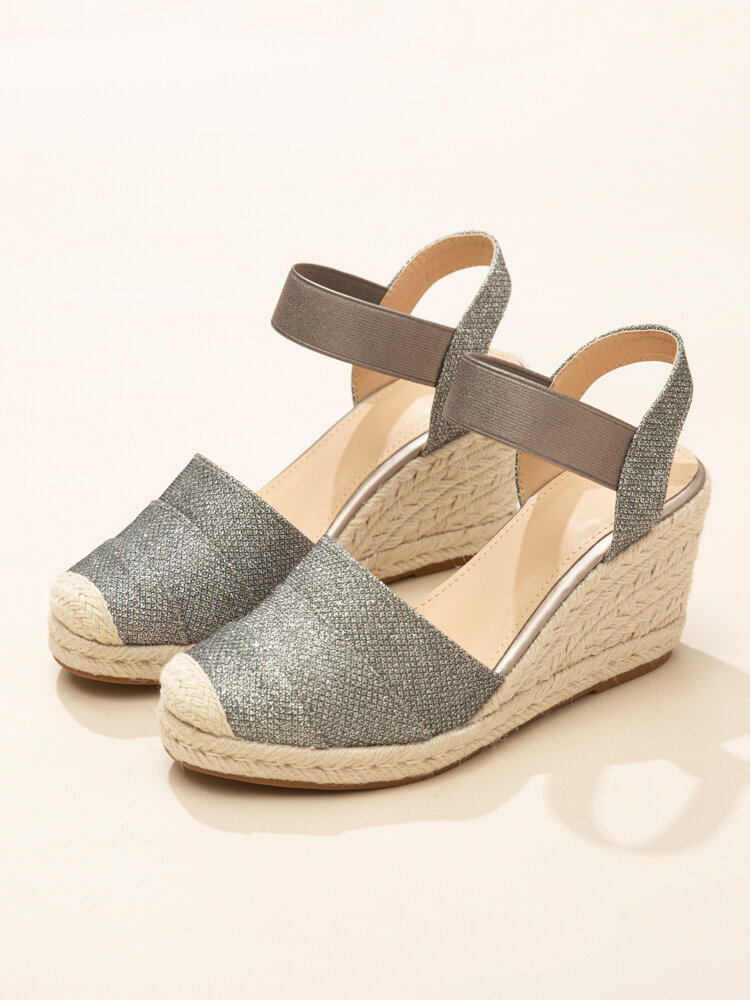 
	Women&rsquo;s Closed Toes Sandals Casual Metallic Espadrille Wedges
