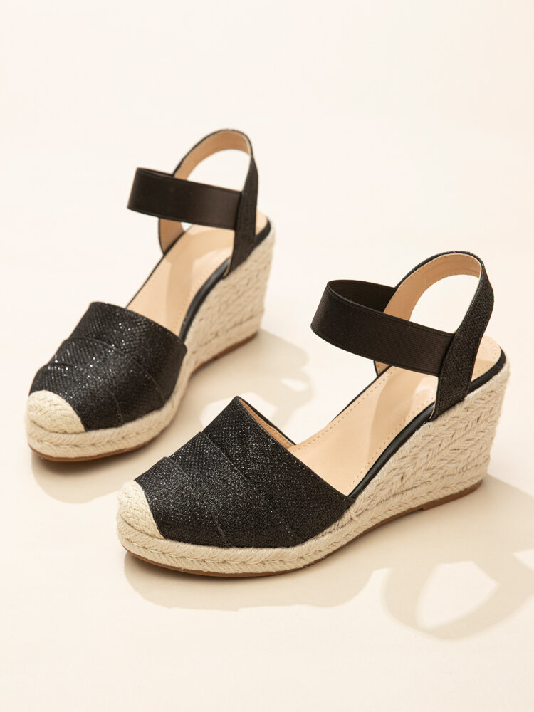 
	Women&rsquo;s Closed Toes Sandals Casual Metallic Espadrille Wedges