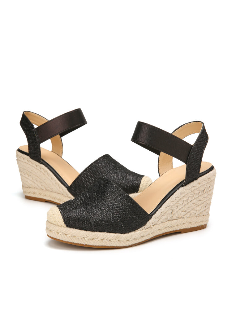 
	Women&rsquo;s Closed Toes Sandals Casual Metallic Espadrille Wedges