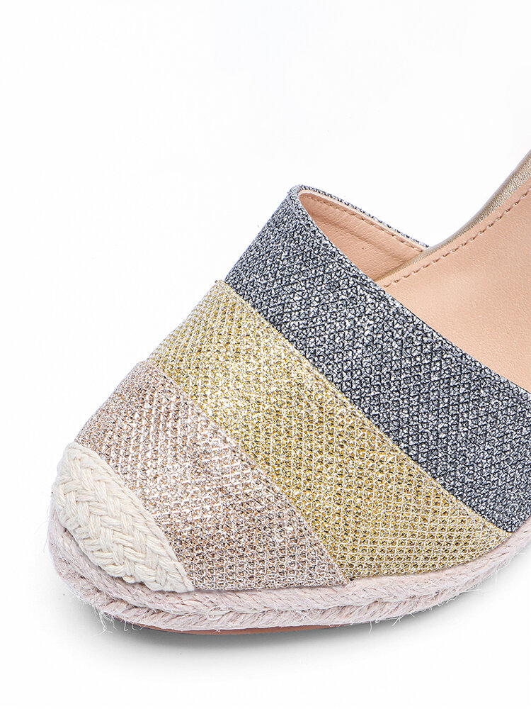
	Women&rsquo;s Closed Toes Sandals Casual Metallic Espadrille Wedges