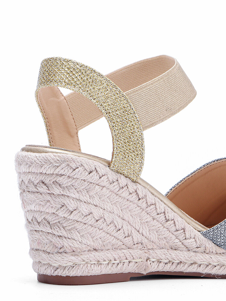 
	Women&rsquo;s Closed Toes Sandals Casual Metallic Espadrille Wedges
