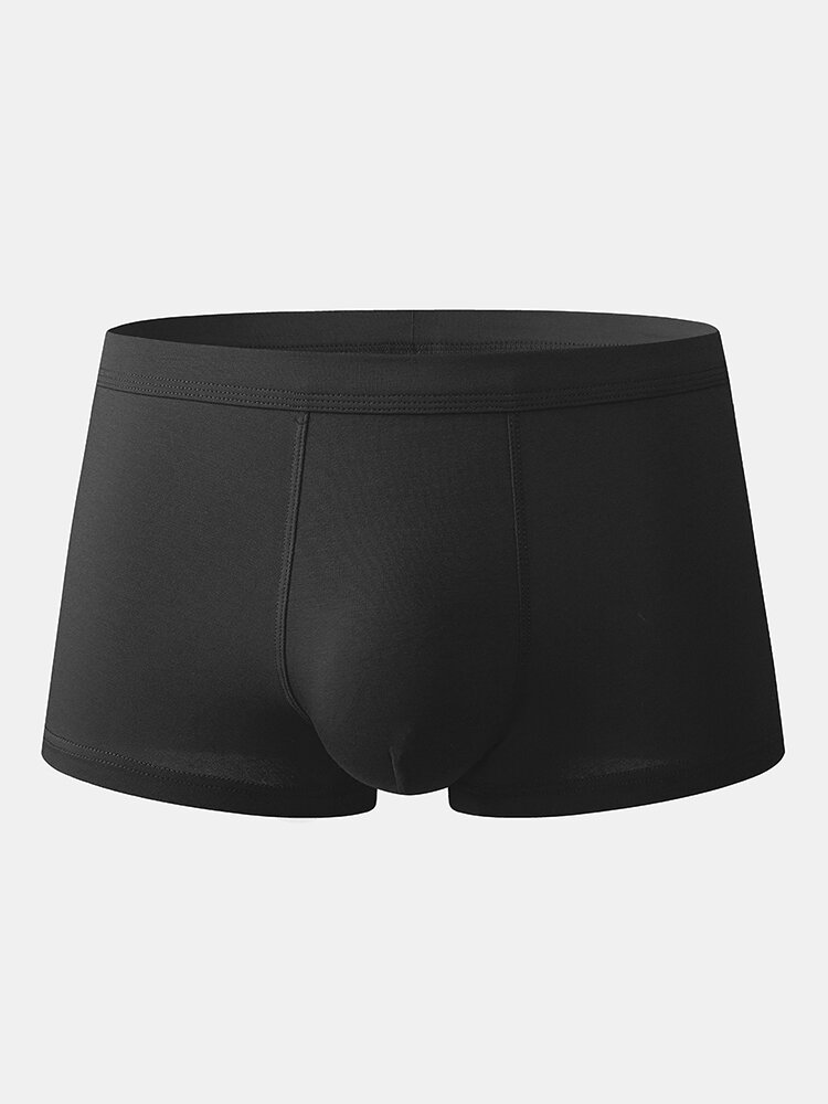 
	Solid Color Cozy Mid Waist Modal Breathable Boxer Briefs for Men