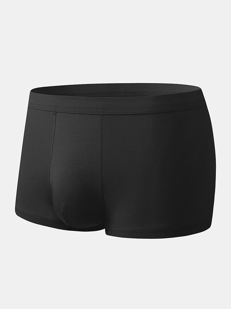 
	Solid Color Cozy Mid Waist Modal Breathable Boxer Briefs for Men