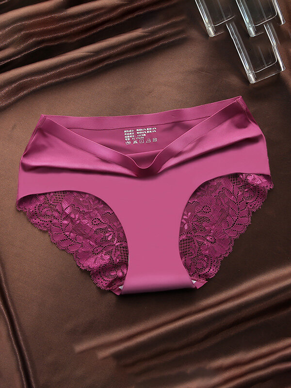 
	Lace Seamless Cotton Crotch Soft Mid Rise Panties