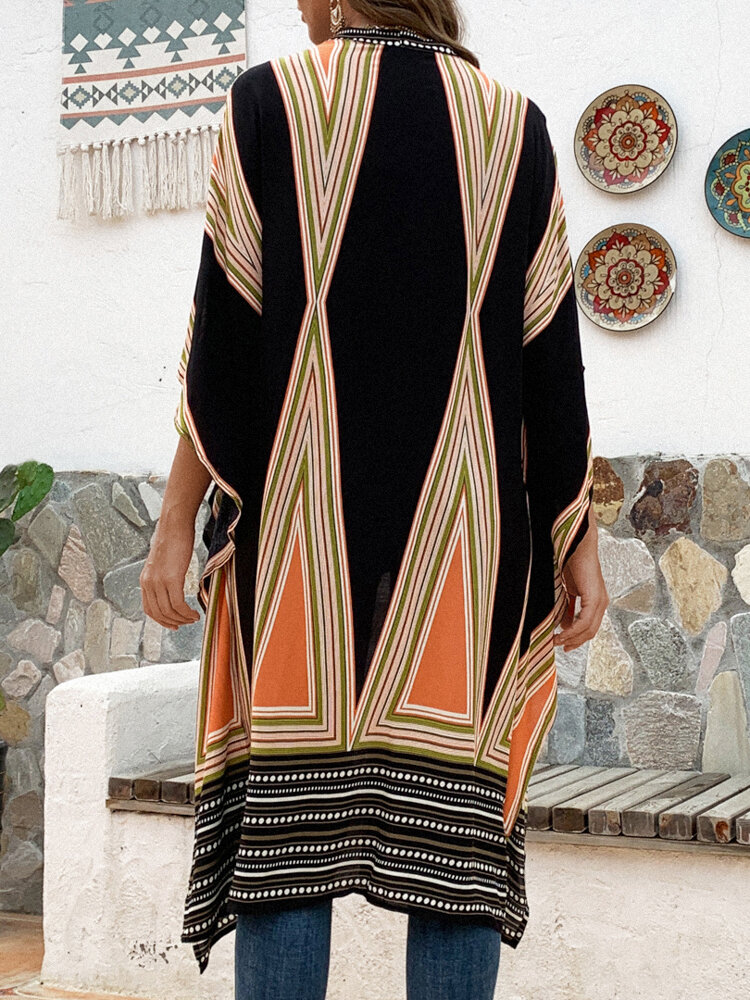 
	Bohemian Print Summer Beach Plus Size Kimono