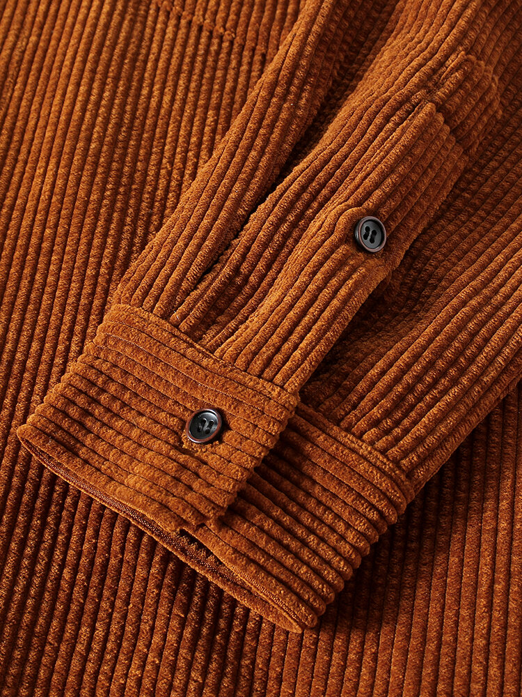 
	Mens Plain Style Corduroy Solid Color Casual Long Sleeve Shirts