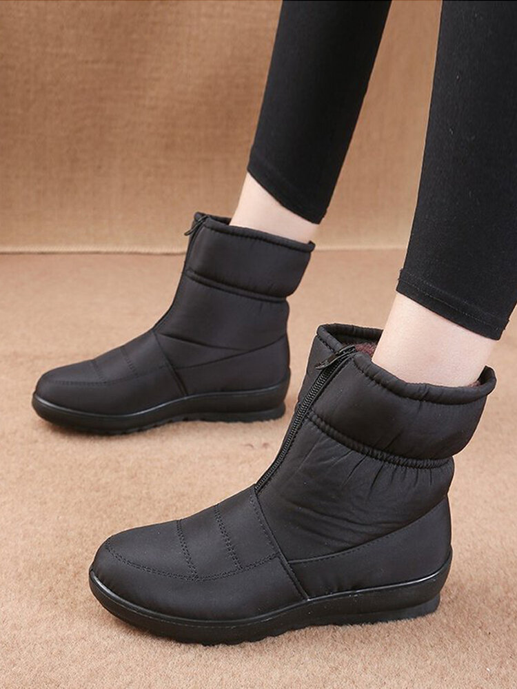 
	Large Size Women Comfy Soft Waterproof Cotton Front Zipper Warm Snow Boots