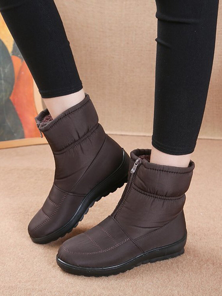 
	Large Size Women Comfy Soft Waterproof Cotton Front Zipper Warm Snow Boots