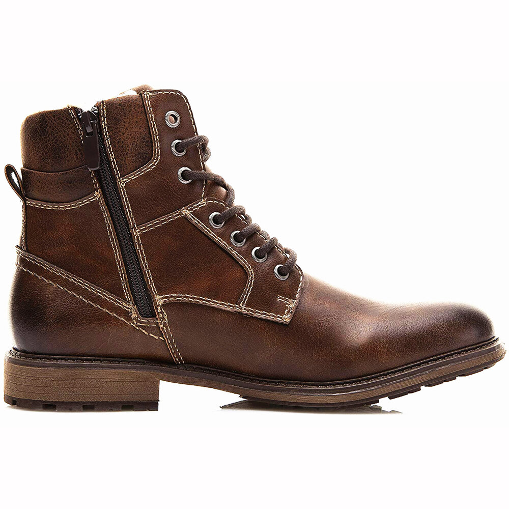 
	Men Retro Non Slip Warm Lining Lace Up Casual Zipper Ankle Boots