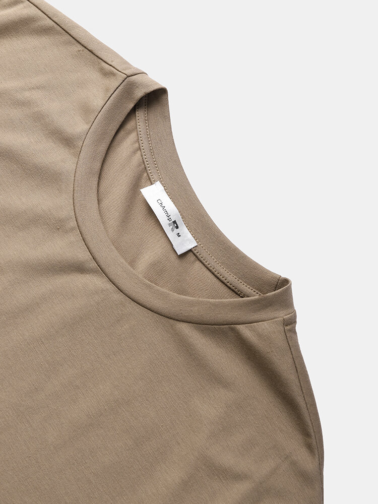 
	Mens Script Print Two Tone Stitching Casual Short Sleeve T-Shirts