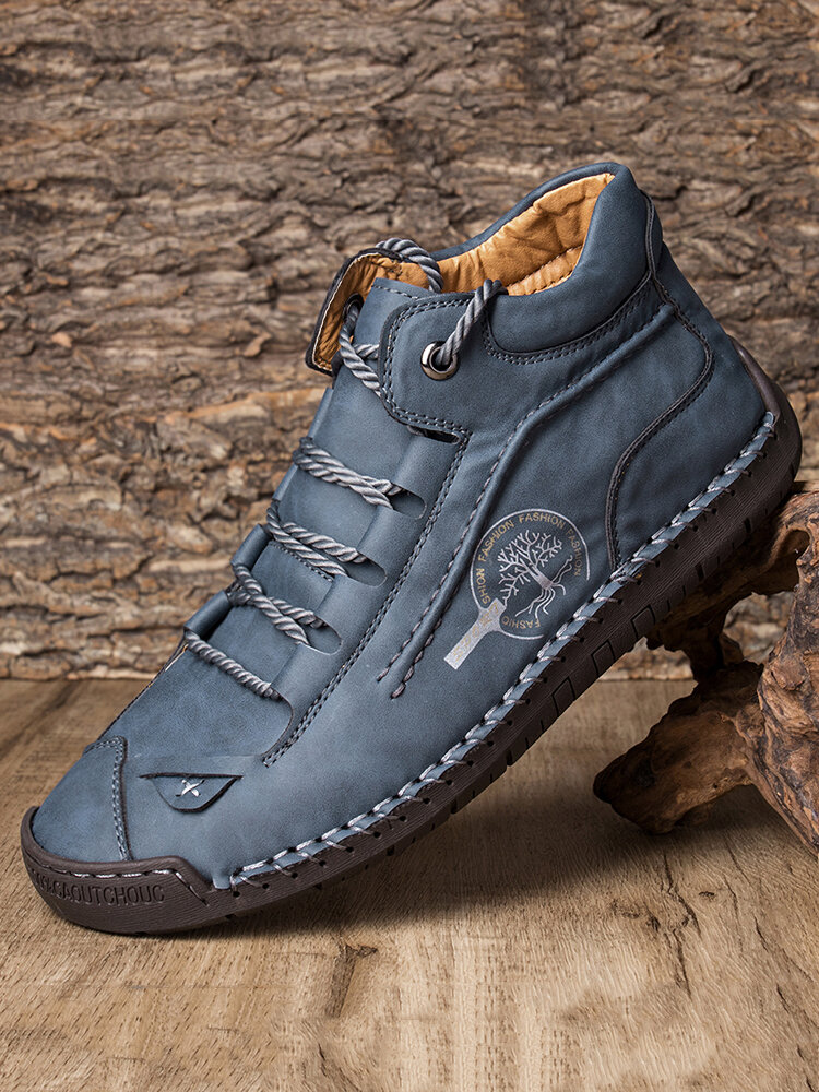 
	Menico Men Hand Stitching Leather Non Slip Comfy Ankle Boots