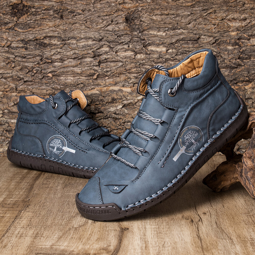 
	Menico Men Hand Stitching Leather Non Slip Comfy Ankle Boots