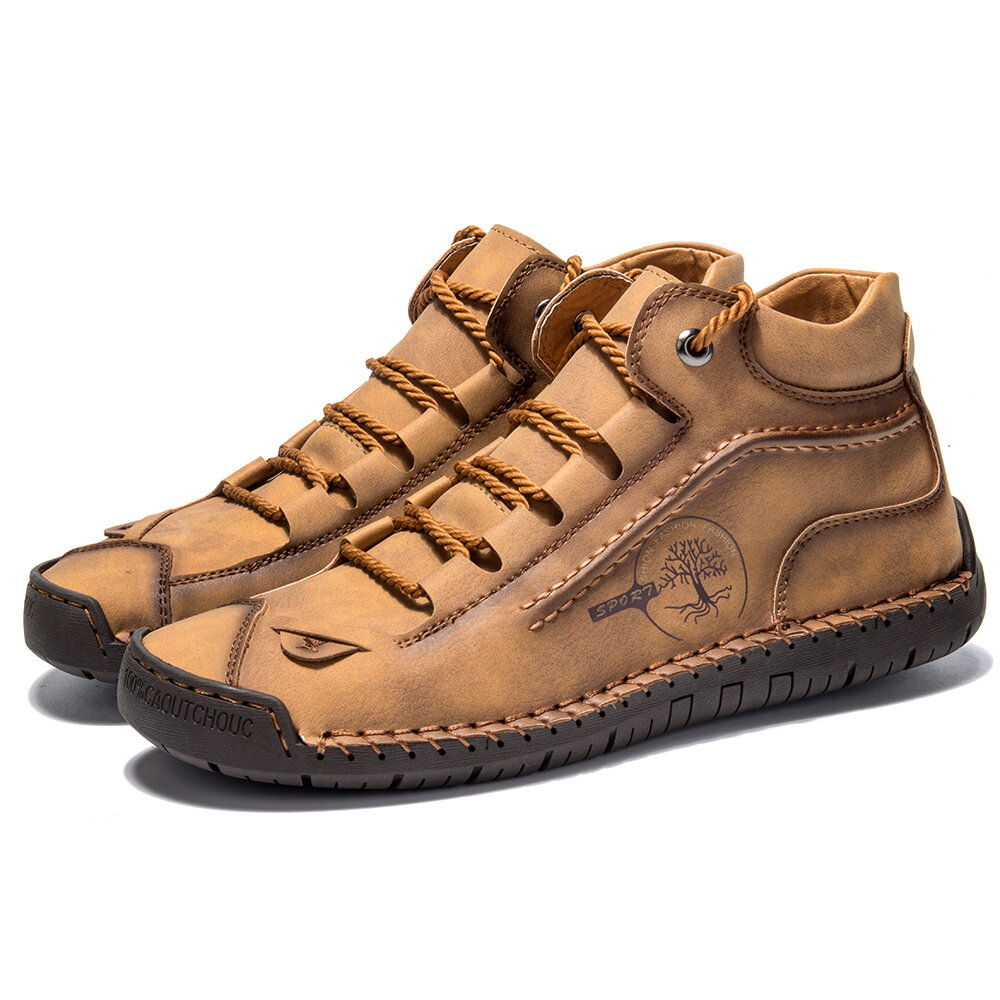 
	Menico Men Hand Stitching Leather Non Slip Comfy Ankle Boots