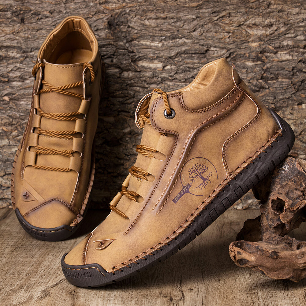 
	Menico Men Hand Stitching Leather Non Slip Comfy Ankle Boots