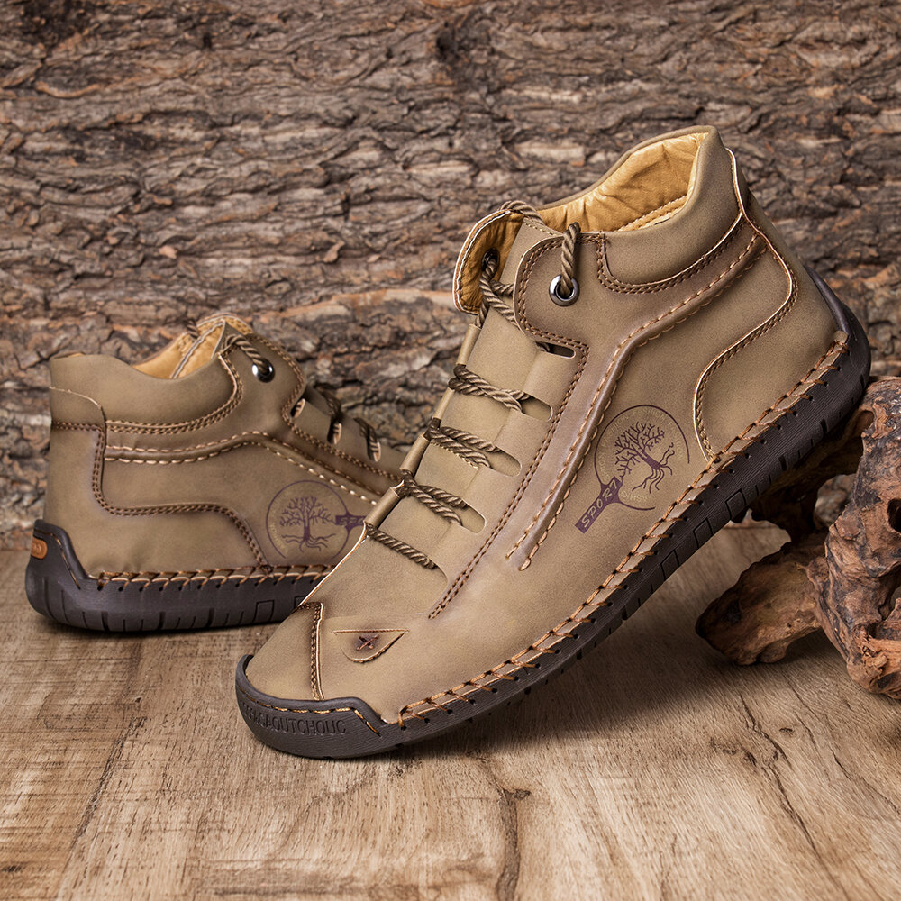 
	Menico Men Hand Stitching Leather Non Slip Comfy Ankle Boots