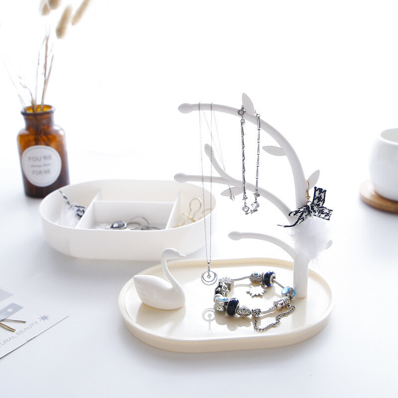 
	Swan Lake Jewelry Storage Box Removable Double Layers Storage Rack