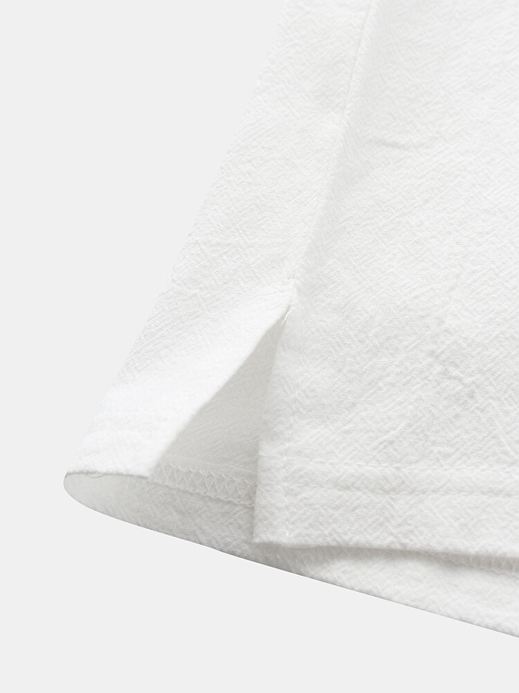 
	Men 100% Cotton Solid Color V-neck Casual T-Shirt