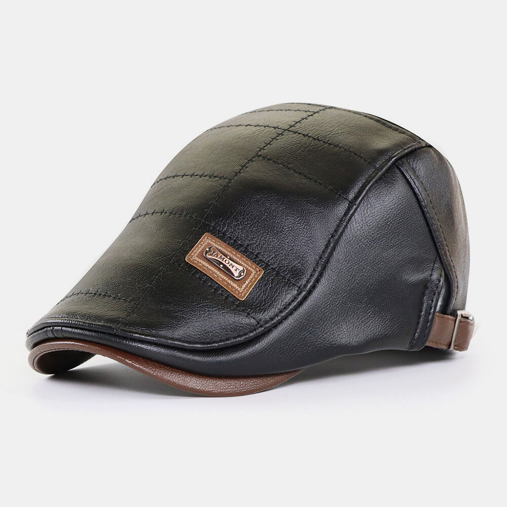 
	COLLROWN Men&rsquo;s Leather Beret Hat Casual Berets Warm Flat Caps