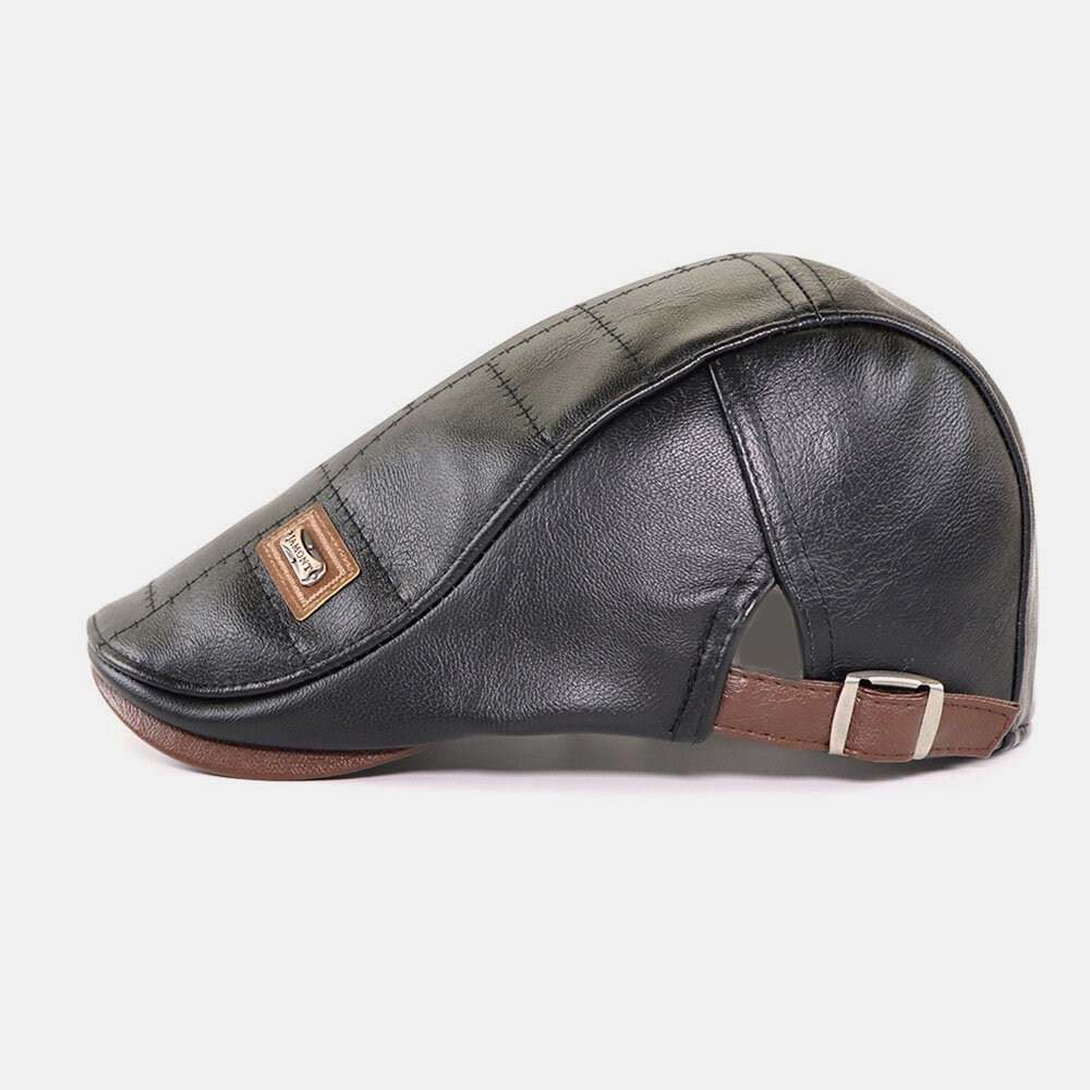 
	COLLROWN Men&rsquo;s Leather Beret Hat Casual Berets Warm Flat Caps
