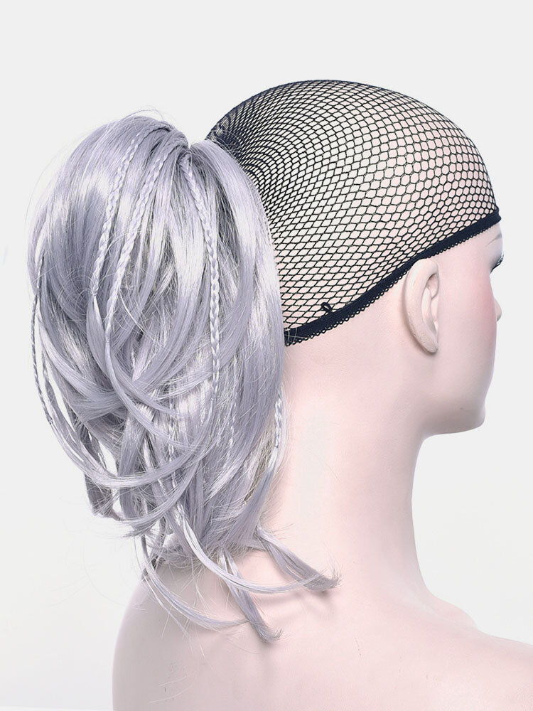 
	8 Colors Irregular Catch Clip Ponytail Hair Extensions Short Curly Wig Piece