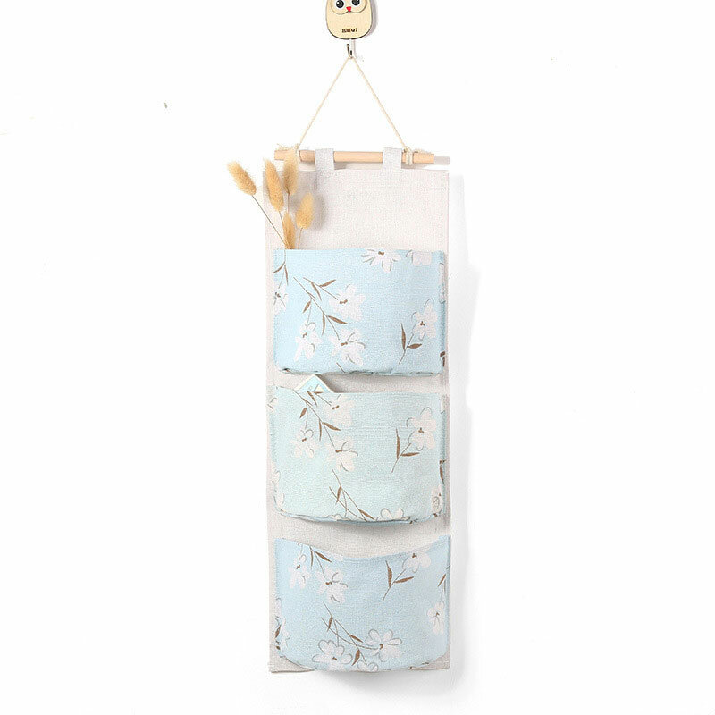
	Cotton And Linen Storage Hanging Bag Multi-Layer Hanging Pocket