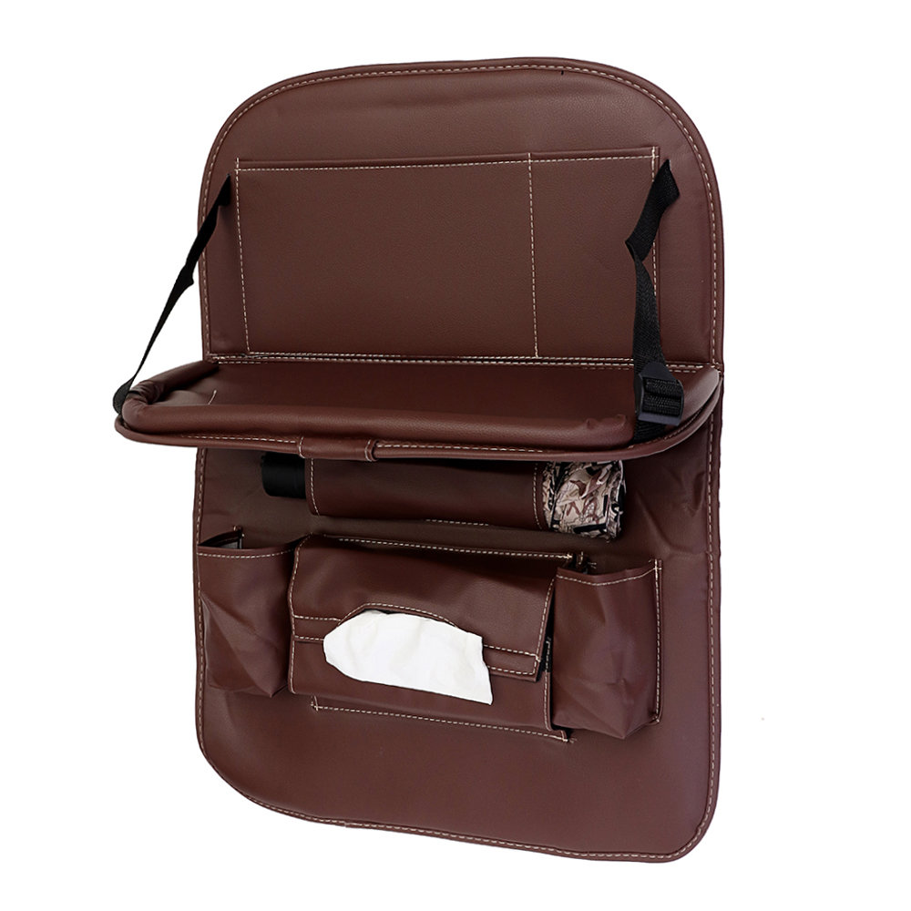 
	Microfiber Leather Car Seat Back Foldable Food Table Storage Bag Multi-functional Phone Organizer