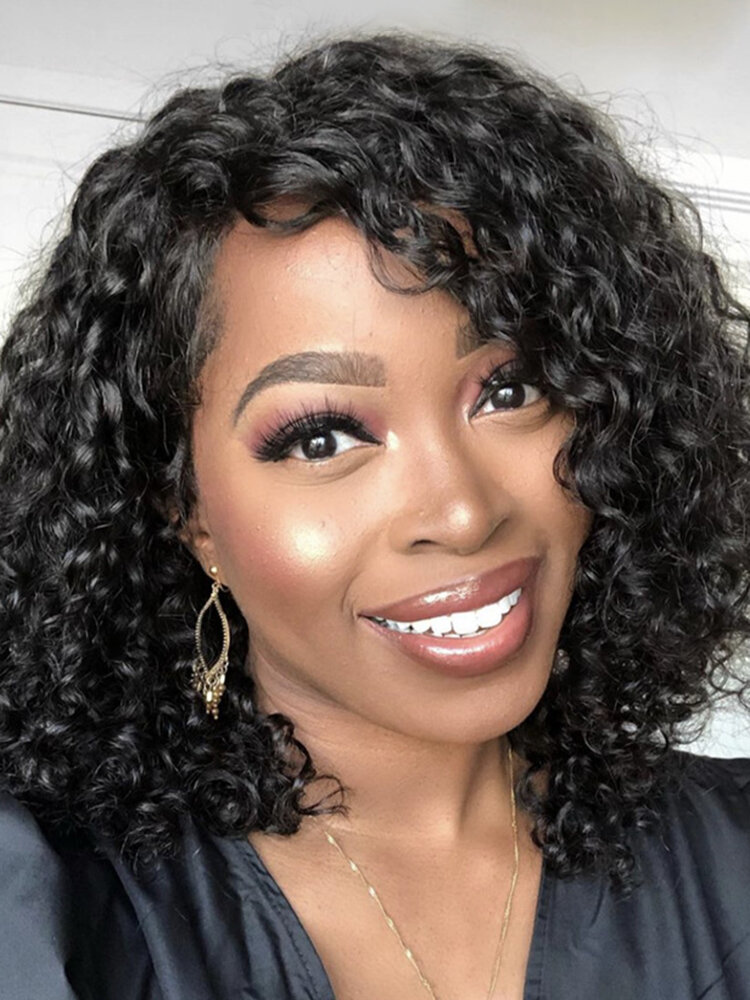 
	Afro Small Curly Wig Women Medium-Length Curly Hair Full Head Cover Wig