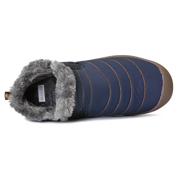 
	Men Large Size Warm Fur Lining Waterproof Flat Slip On Snow Boots