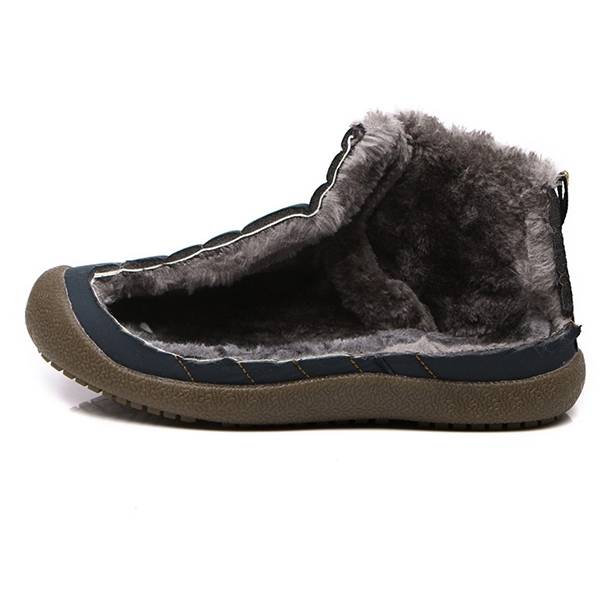 
	Men Large Size Warm Fur Lining Waterproof Flat Slip On Snow Boots