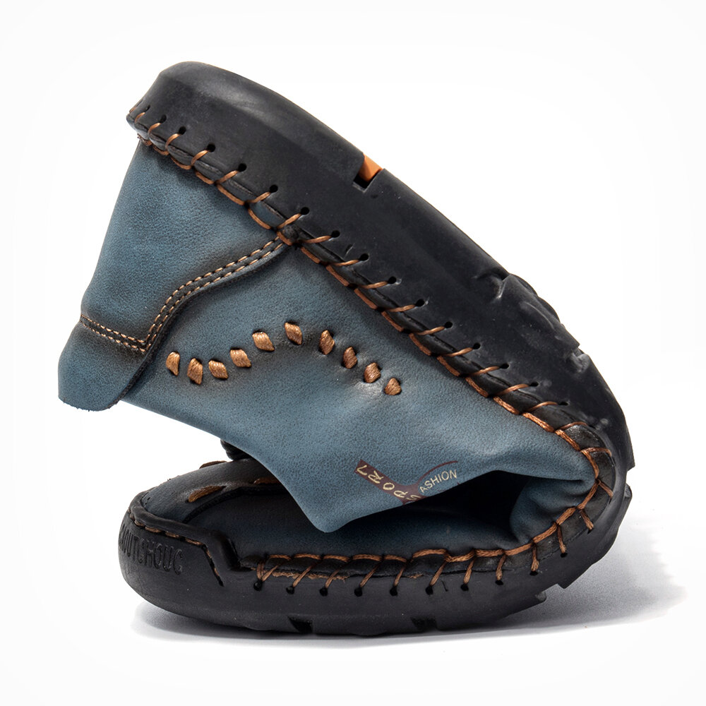 
	Menico Men Hand Stitching Non Slip Soft Sole Casual Leather Shoes