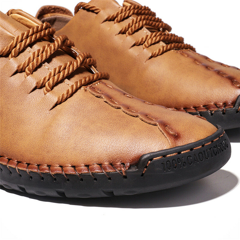 
	Menico Men Hand Stitching Non Slip Soft Sole Casual Leather Shoes