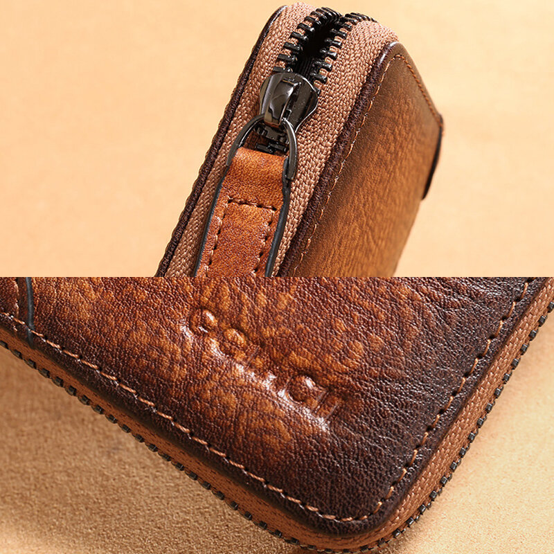 
	Men Genuine Leather Multi-slots RFID Anti-theft Retro Large Capacity Foldable Card Holder Wallet