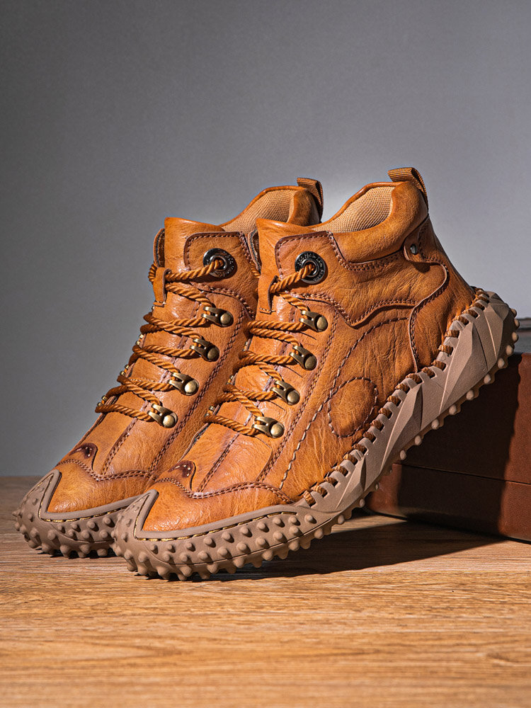 
	Menico Men Hand Stitching Metal Outdoor Casual Leather Boots