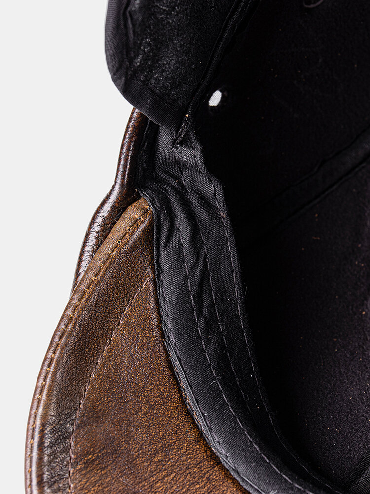 
	Men Genuine Leather Keep Warm Plus Thickness Cotton Windproof Ear Protection Forward Hat Beret Hatd Duck Tongue Hat