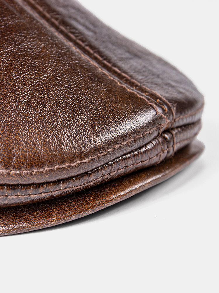 
	Men Genuine Leather Keep Warm Plus Thickness Cotton Windproof Ear Protection Forward Hat Beret Hatd Duck Tongue Hat