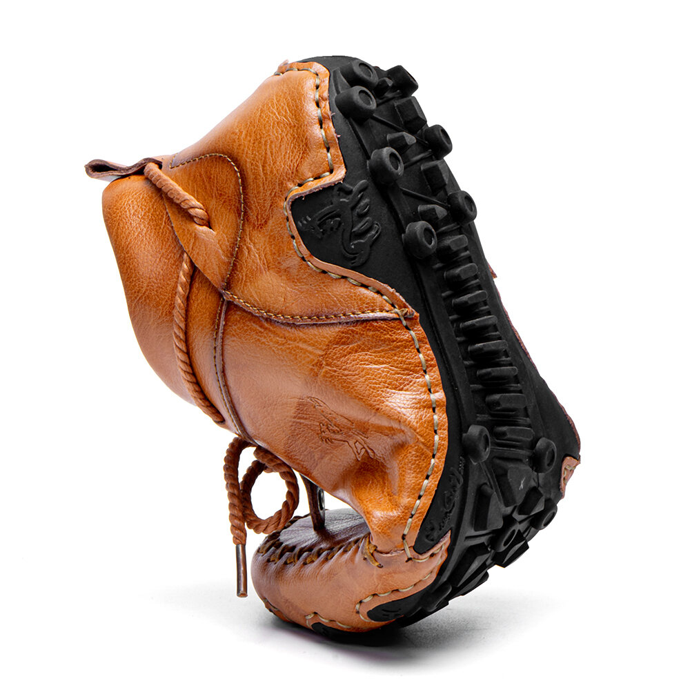 
	Men Cow Leather Front Zipper Non Slip Soft Hand Stitching Ankle Boots